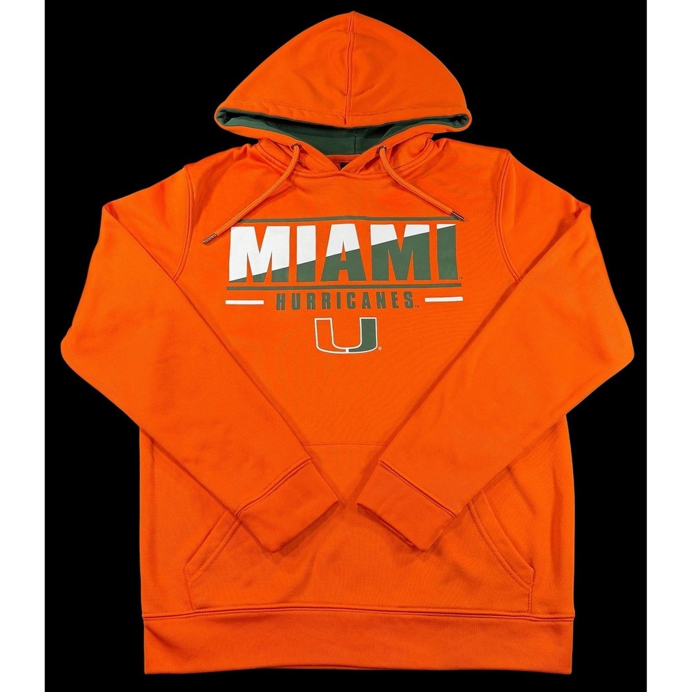 Miami Hurricanes Hoodie Men's Small Green Orange Colosseum Pullover NCAA